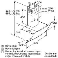PROFİLO DVE 6G 560 593 m3/h Çekiş Güçlü Davlumbaz