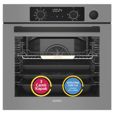 SİMFER 8246 11 Fonksiyon Steam Master Ankastre Fırın Gri Cam Dijital
